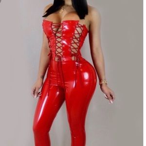 Red Latex Jumpsuit